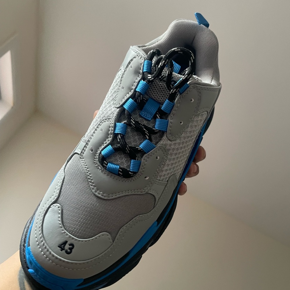 Balenciaga Gray and Blue Chunky Sneakers - Picture 3 of 6